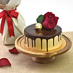 Half Kg Chocolate Delight Cake And 6 Red Roses Bouquet