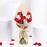 6 Pink 6 Red Roses Warmth Bouquet
