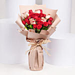 8 Cappaccino and Red Roses Bouquet