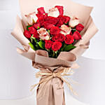 8 Cappaccino and Red Roses Bouquet