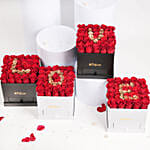 4 بوكسات ورود جوري أحمر وذهبي في بوكسات