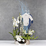 هدية مولود جديد صبي مميزة مرتبة مع ورود فاخرة