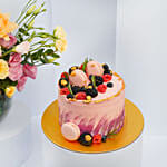 مزهرية ورود و كيك ريدفلفت فاخر