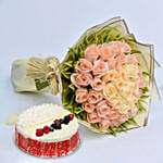 كومبو ورد خوخي و فانيلا كيك شهي