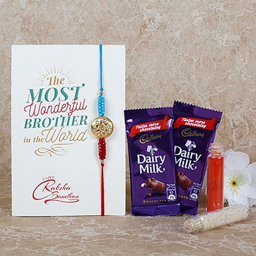 Set of Rakhi with Greeting Cards