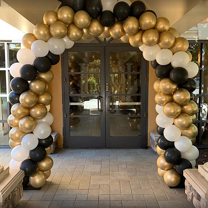 Gold Black and White Balloon Arch
