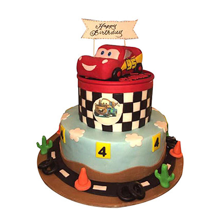 McQueen Car Circuit Cake