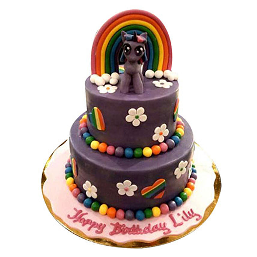 Pony with rainbow Cake