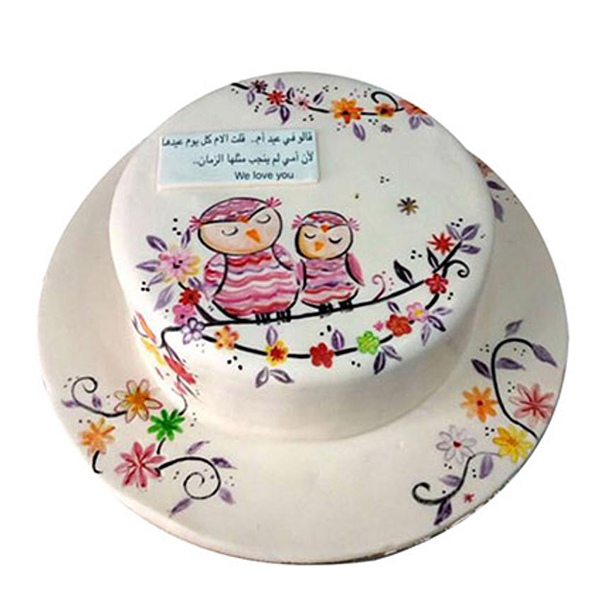 Birthday Owl Cake with Flowers