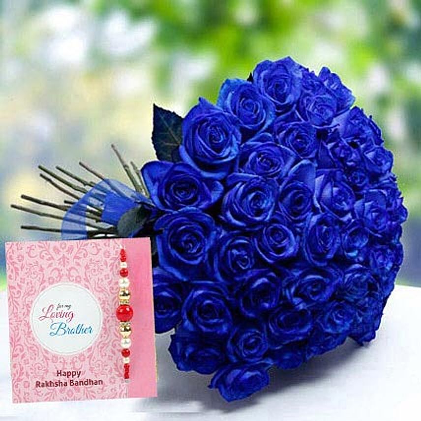 Rakhi with Blue Roses