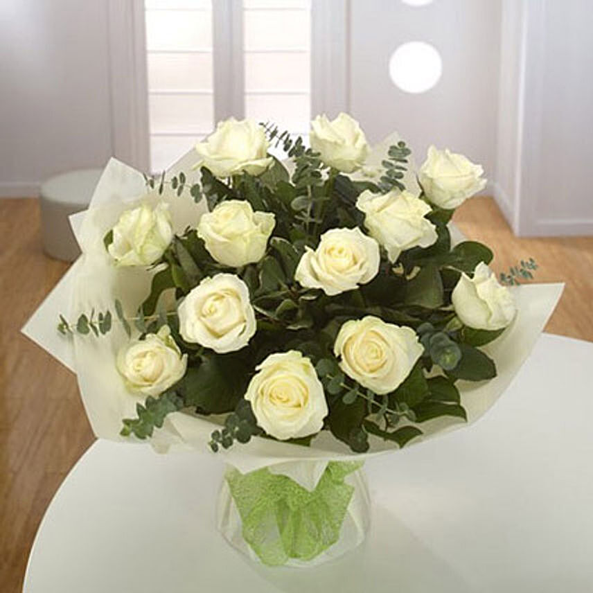 White Roses Bouquet Deluxe