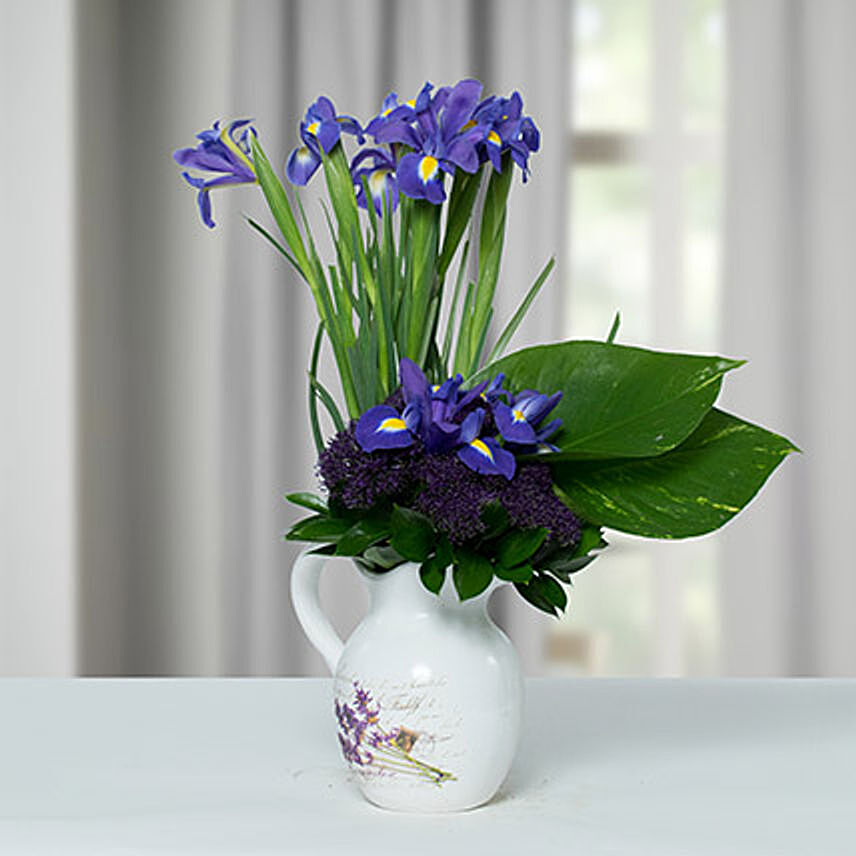 Enchanting Iris N Trachelium Flower Arrangement