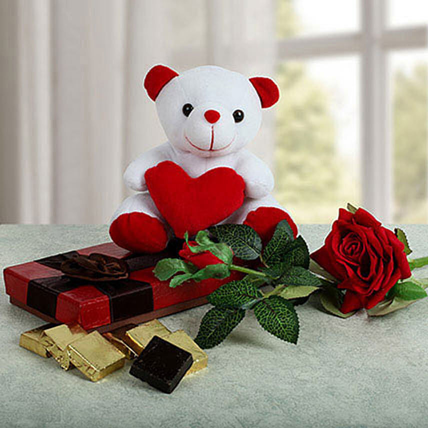 Heart Teddy N Chocolate Combo