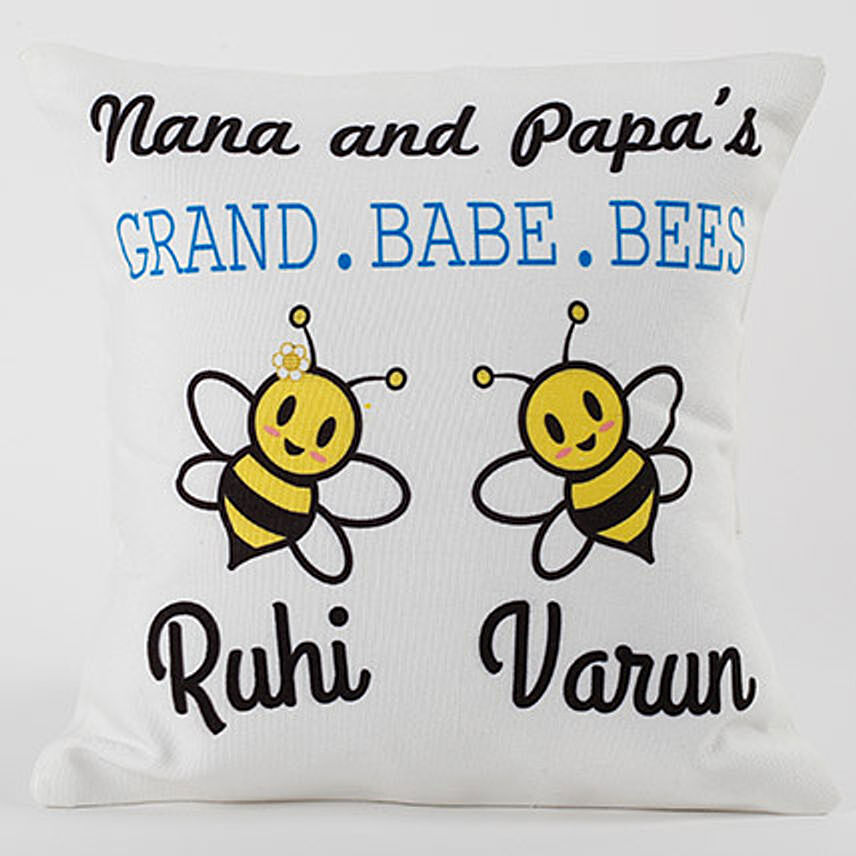 Personalized Bees Cushion White