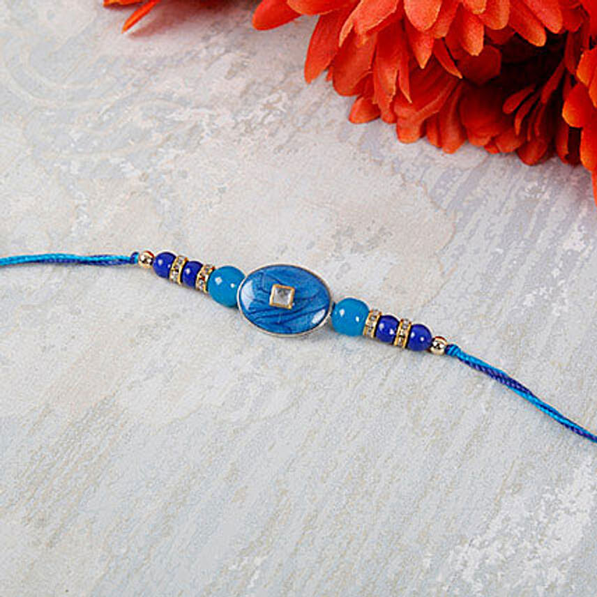 Elegant Blue Beads Rakhi