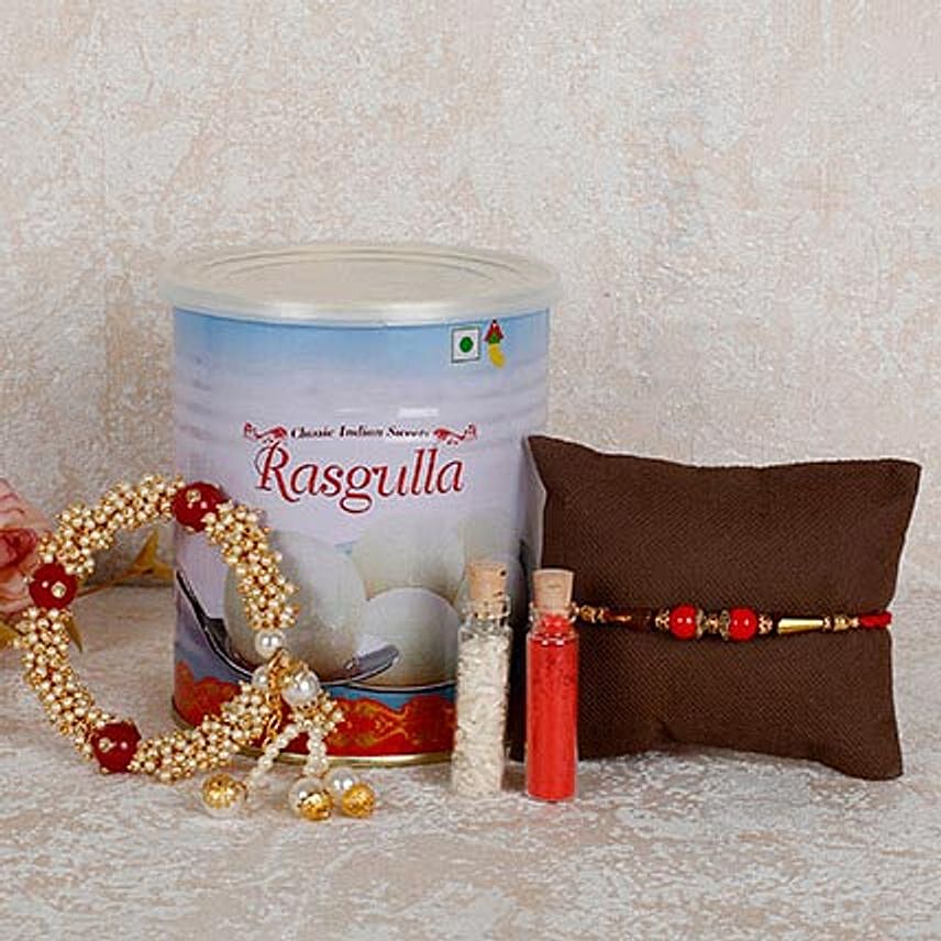 Lumba Rakhi Set With Rasgulla