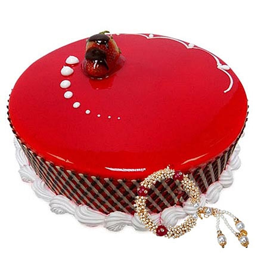 500gms Strawberry Cake with Rakhi