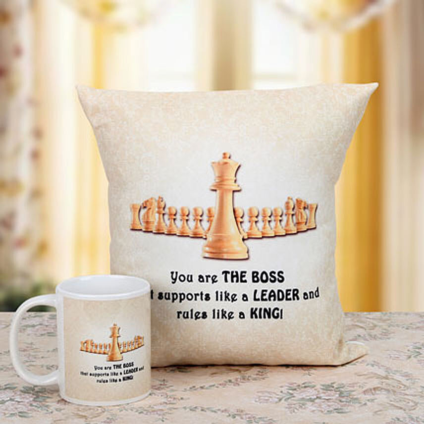 Boss The King Cushion and Mug Combo
