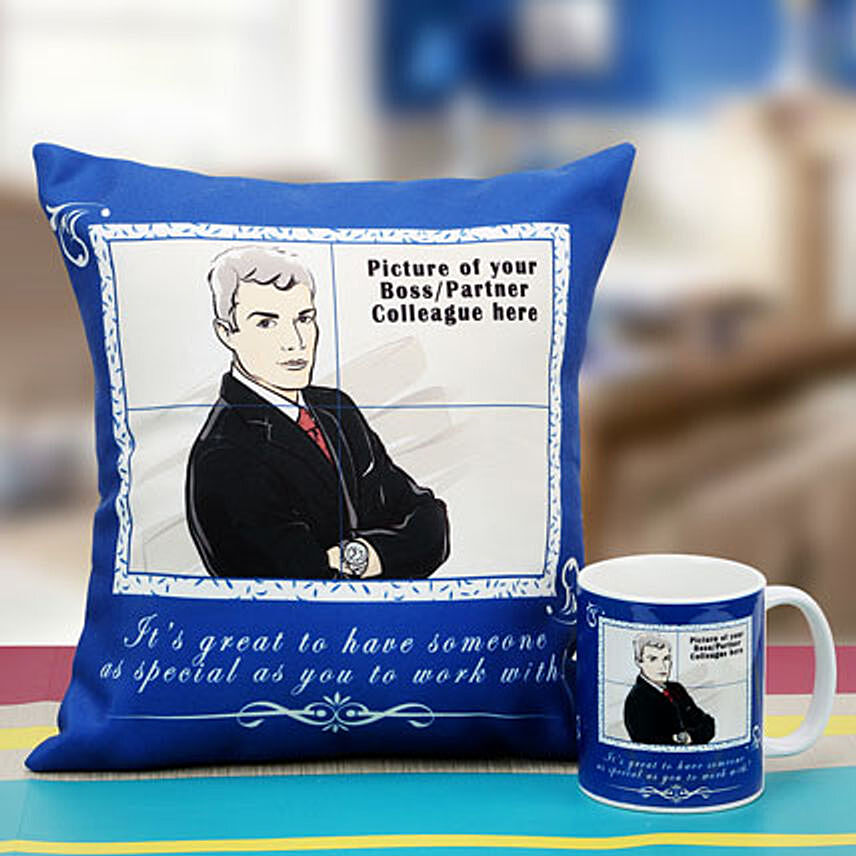 Personalised Boss Day Cushion and Mug Combo