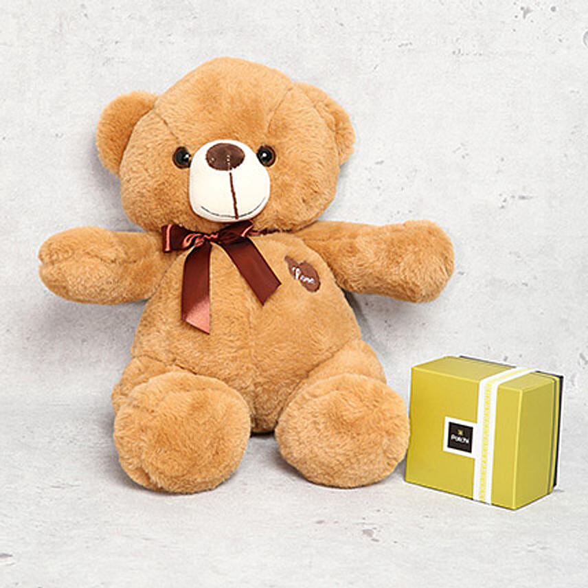 Light Brown Teddy Bear and Patchi Chocolate Box