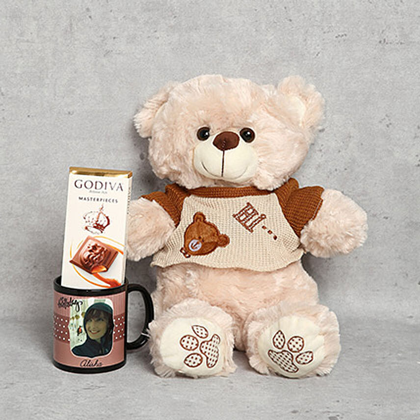 Coffee Brown Teddy Bear Chocolate and Mug Gift Set