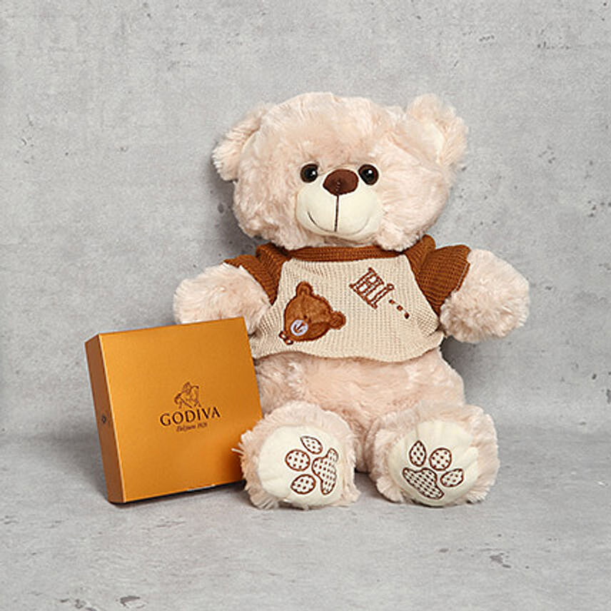 Godiva Chocolate Box and Coffee Brown Teddy Bear Gift Set
