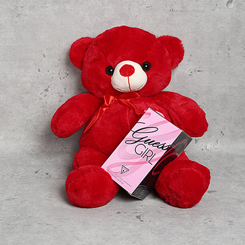 Red Teddy Bear and Guess Girl Perfume Gift Set