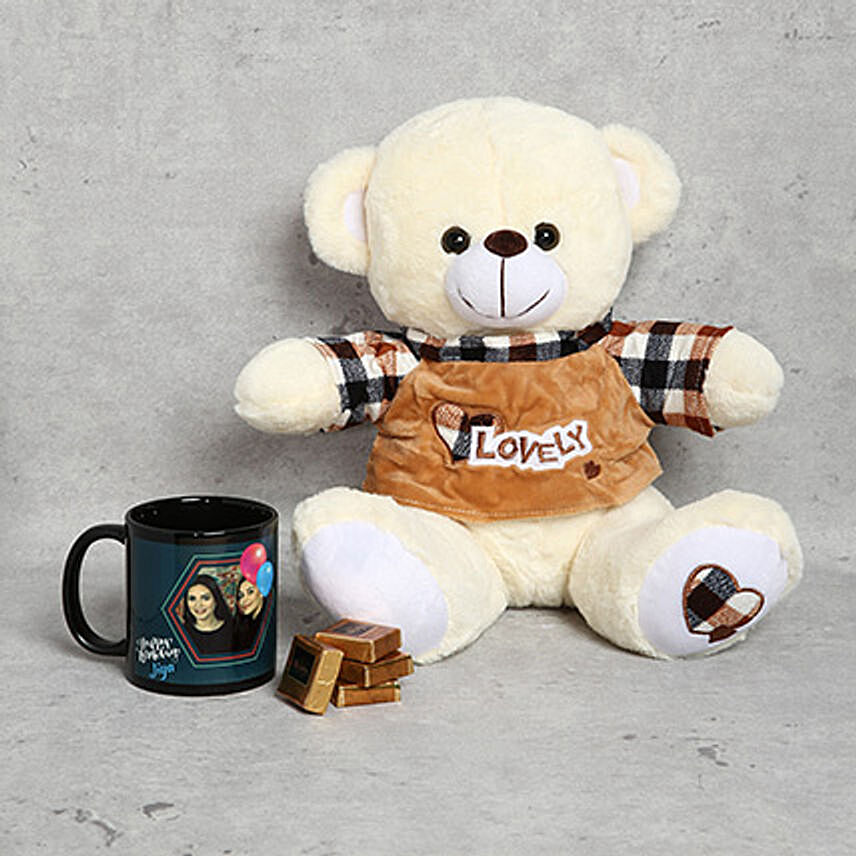 Teddy Bear Chocolates and Personalised Mug Combo