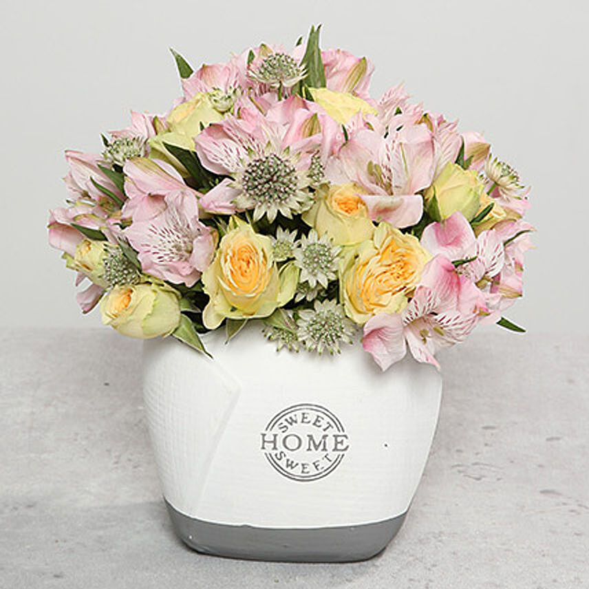 Mixed Flowers In Designer Vase