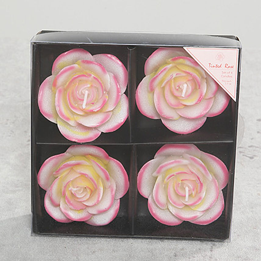 4 Tinted Rose Candles