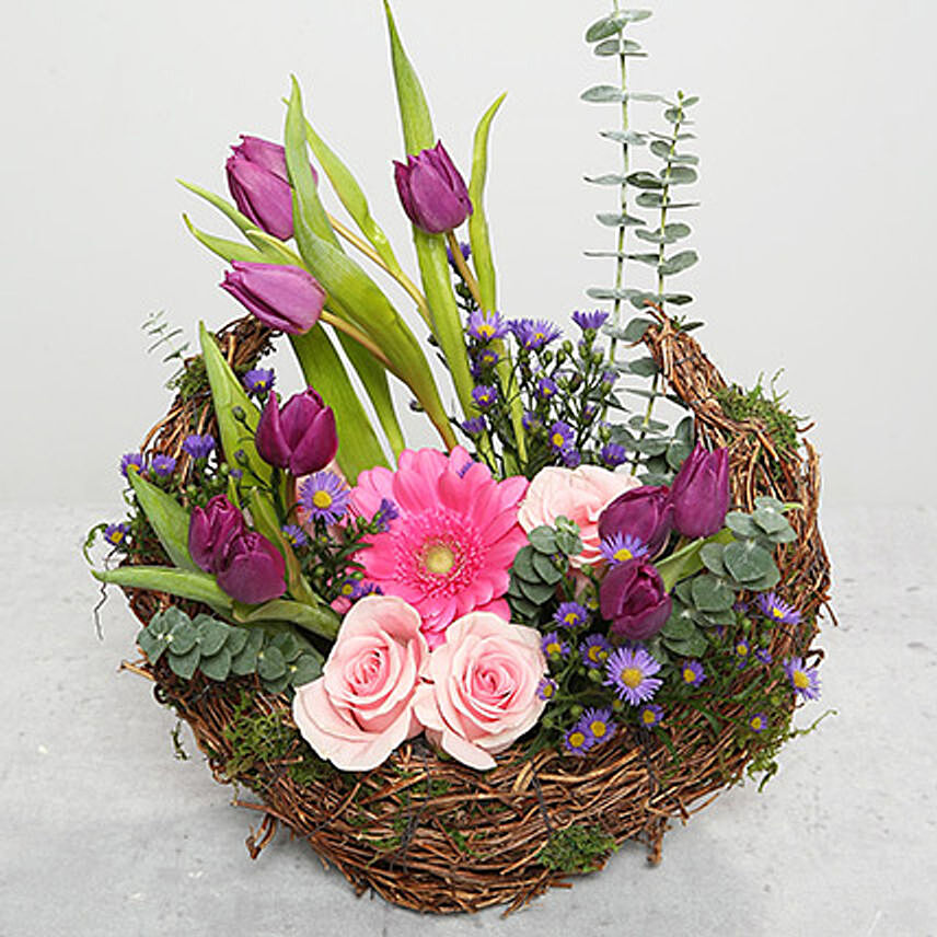 Tulips and Roses Flower Arrangement