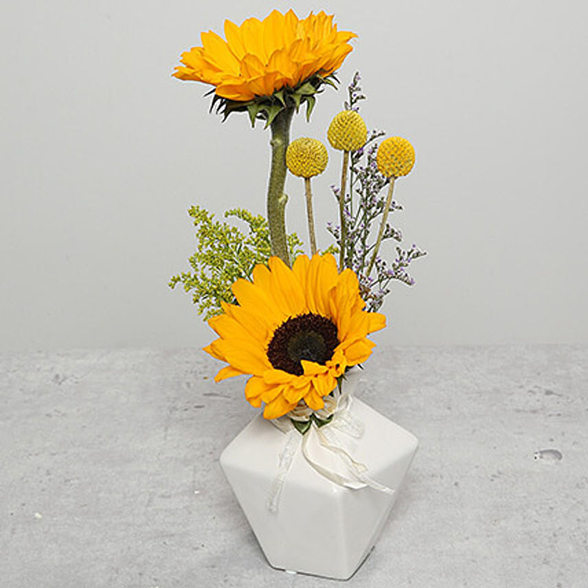 Sun Flower With Ceramic Base