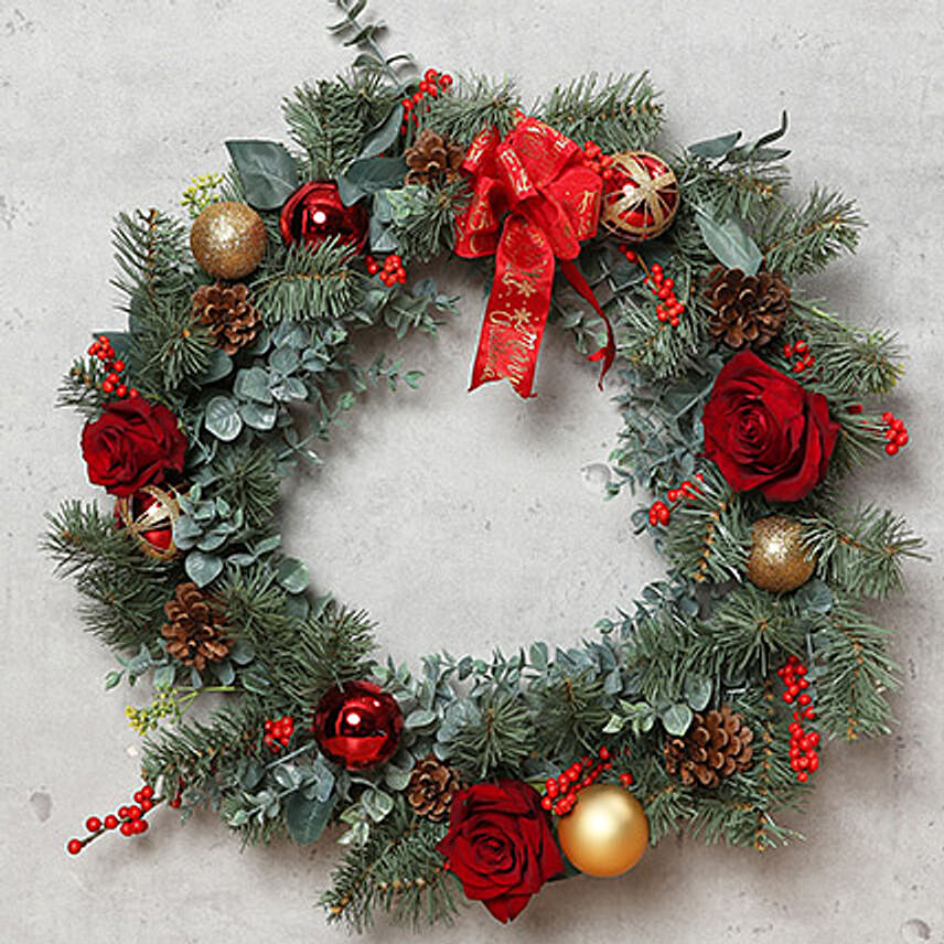 Christmas Wreath with Roses