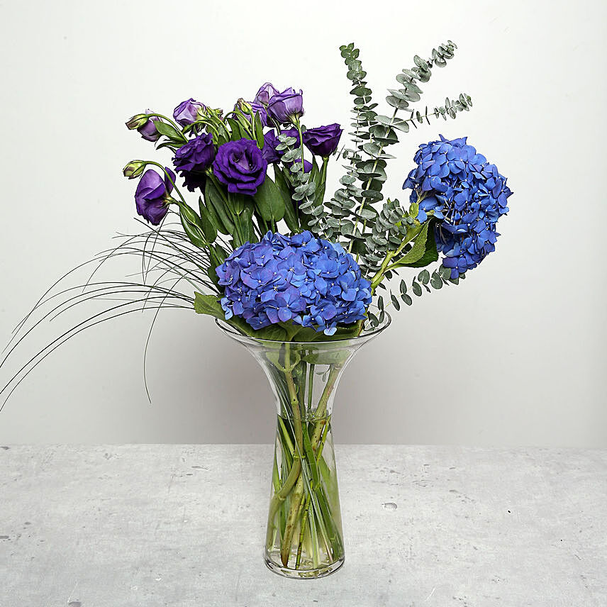 Blue Hydrangea Flower Arrangement
