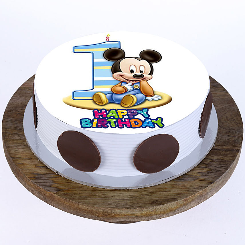 Bday Mickey Mouse Blackforest Cake 1 Kg Eggless