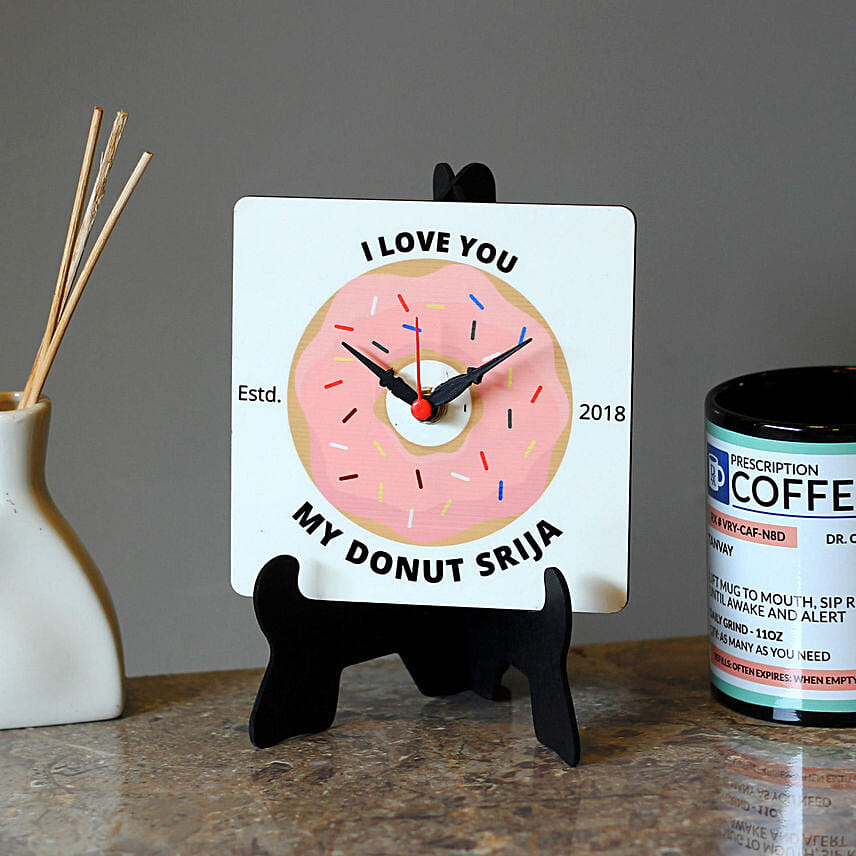 Personalised Donut MDF Table Clock