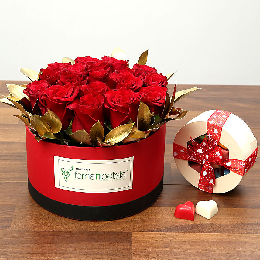 20 Red Roses With Belgium Chocolates