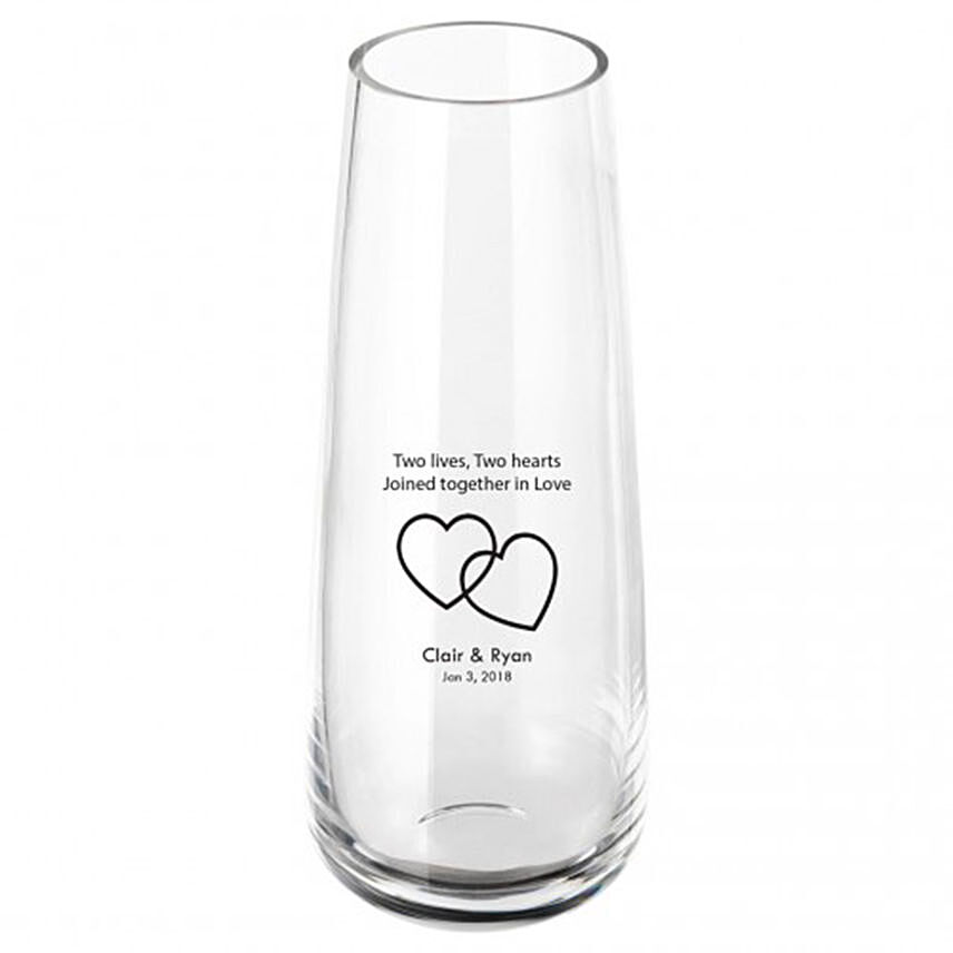 Personalised Hearts in Love Glass Vase