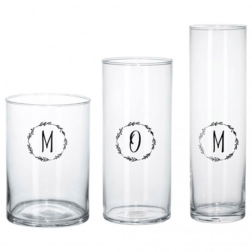 Set of 3 Personalised Elegant Glass Vases