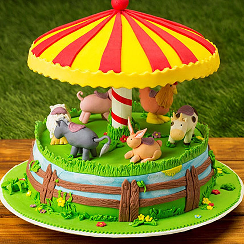 Farm Animals Theme Cake 3 Kg Red Velvet Flavour
