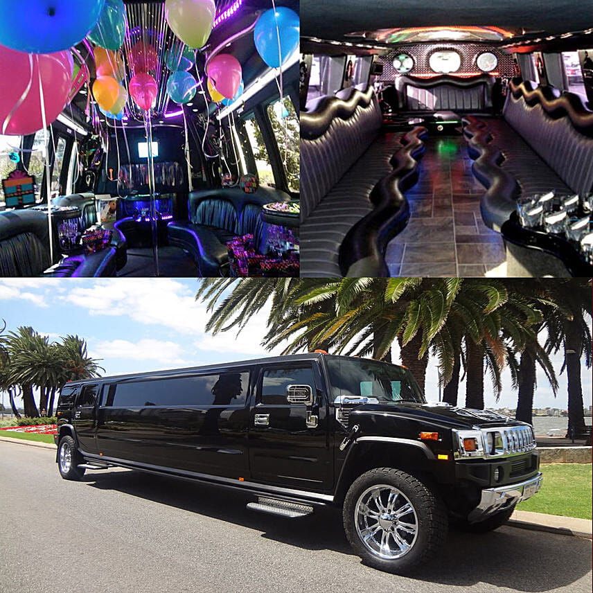 Royal Black Limousine Experience With Balloon Decor