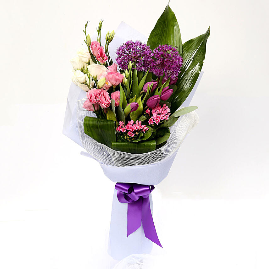 Tulip and Eustoma Mixed Floral Bouquet