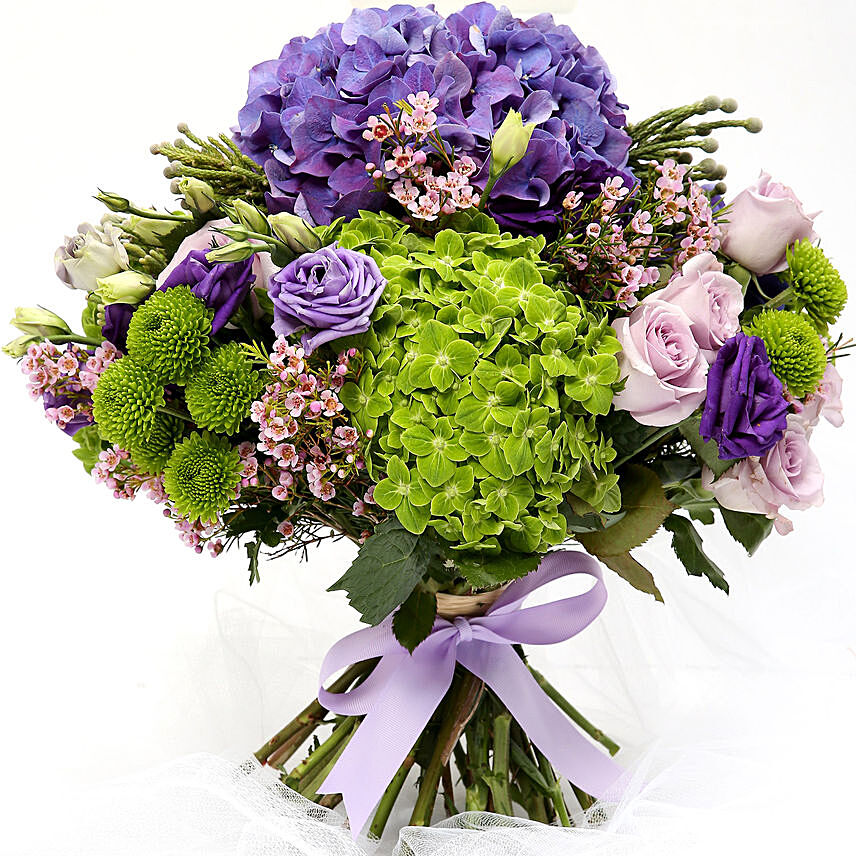 Roses and Hydrangeas Hand Tied Bunch