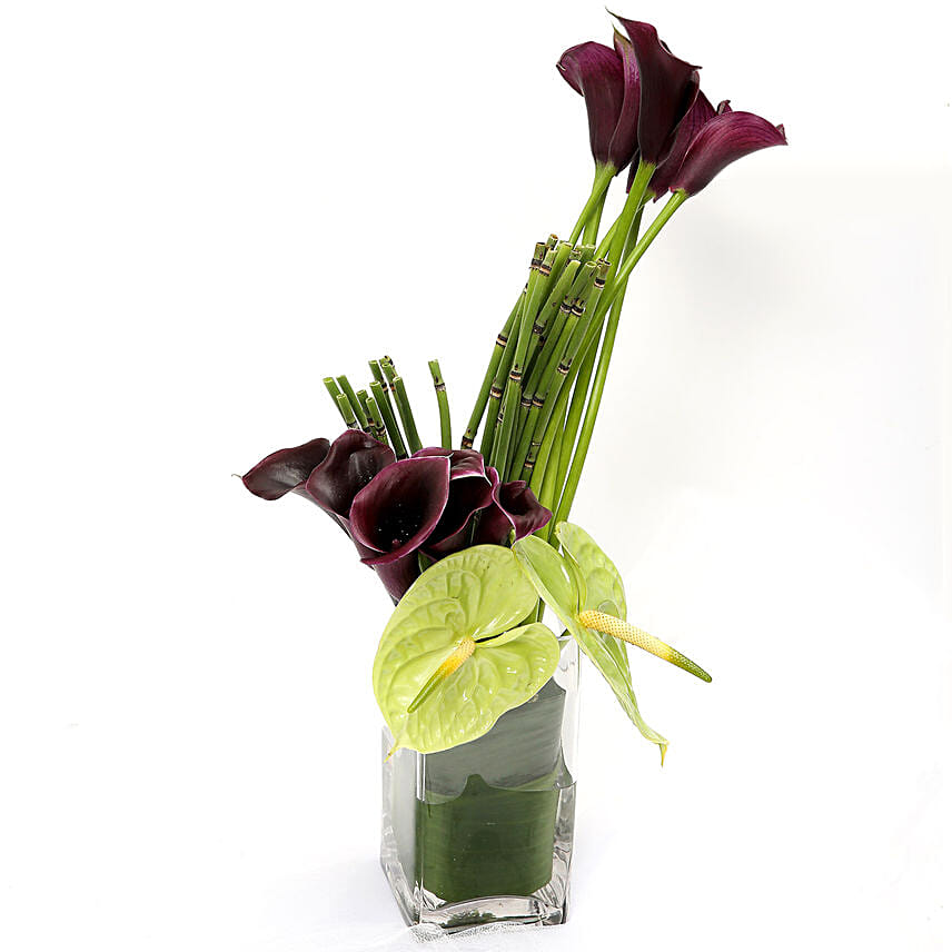 Exotic Calla Lilies and Anthurium Arrangement