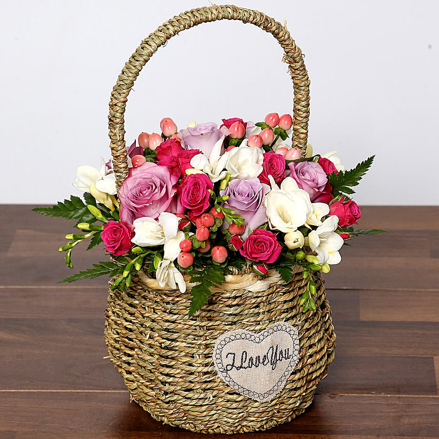 Mixed Bright Flower Basket