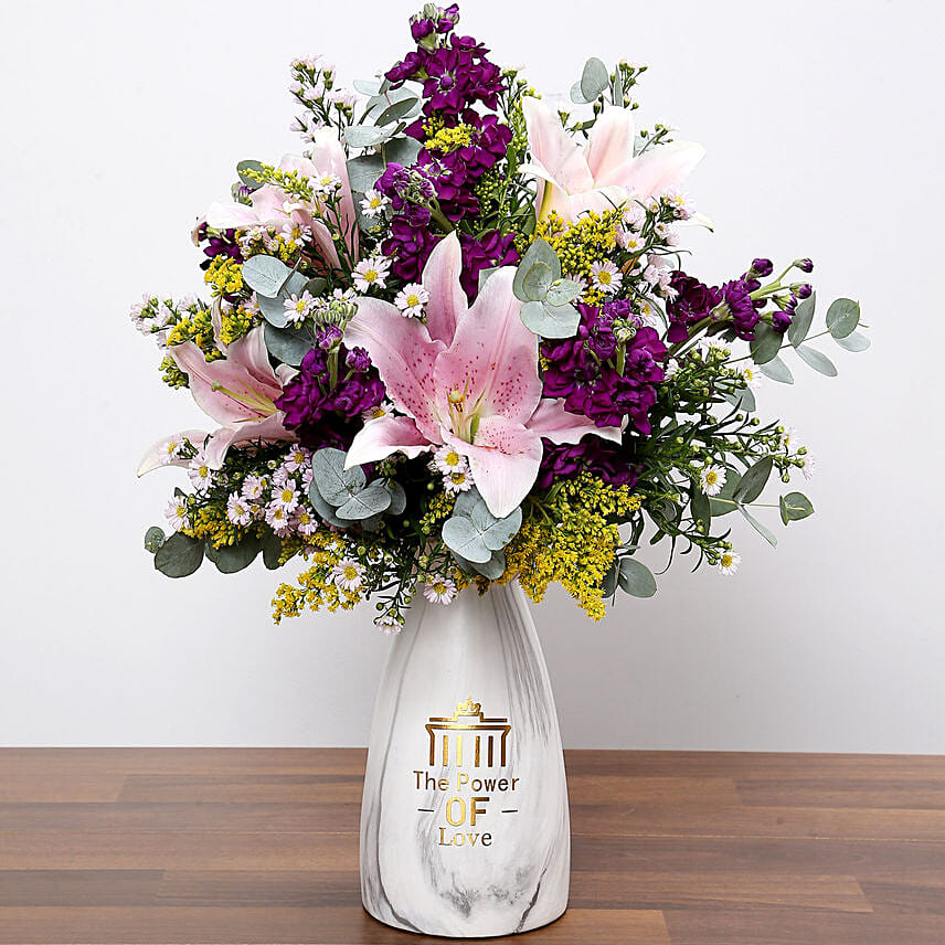 Order Pink and Purple Flower In Vase Online | Same-Day Delivery UAE ...