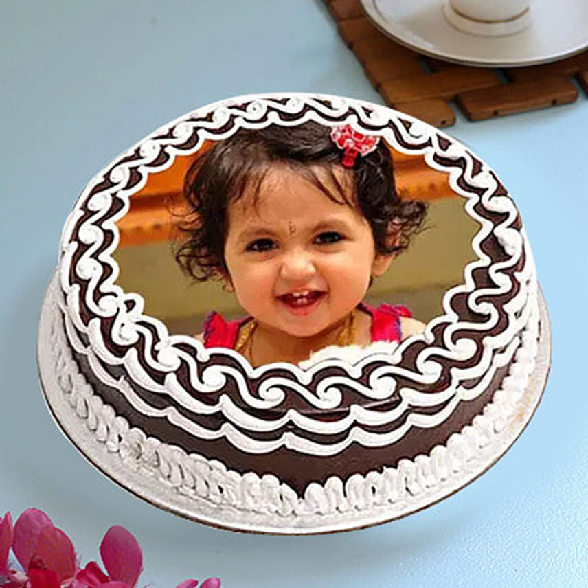 Decorative Photo Cake Eggless 1 Kg Vanilla Cake