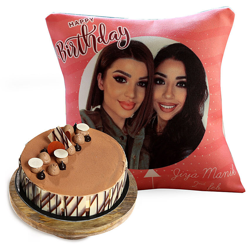 Happy Birthday Cushion and Triple Choco Cake