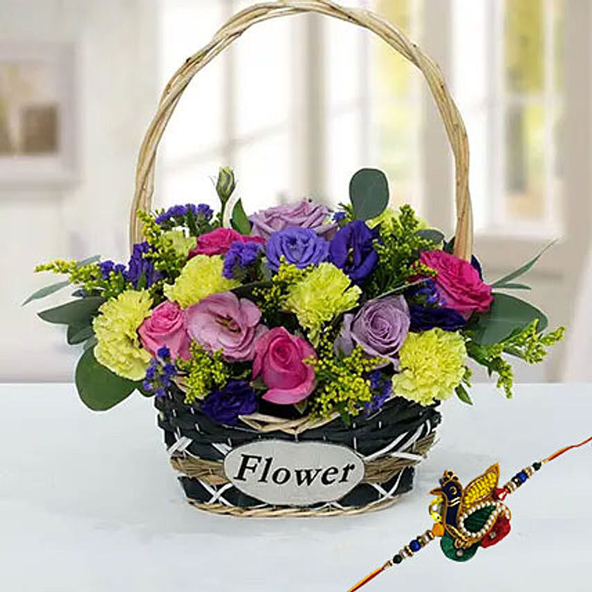 Rakhi with Flower Basket