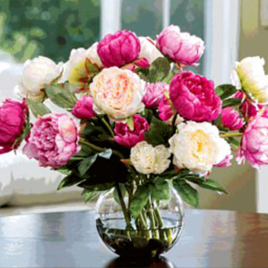 Artificial Mix Coloured Peonies